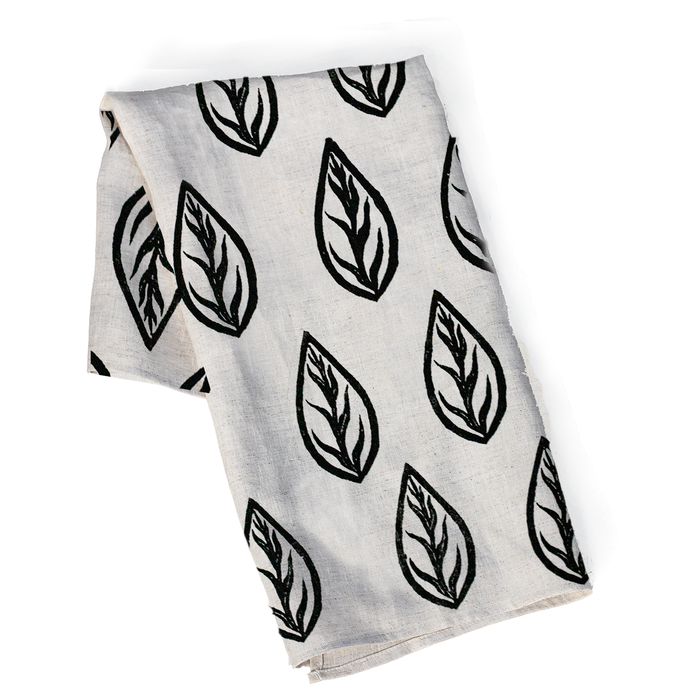 100% hemp tea towel with leaf print